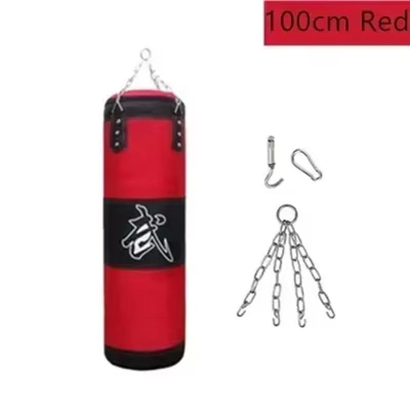 100/120Cm Unfilled Heavy Punching Bag Professional Boxing Sandbag with Hanging Accessorie for MMA Muay Thai Kickboxing Taekwondo