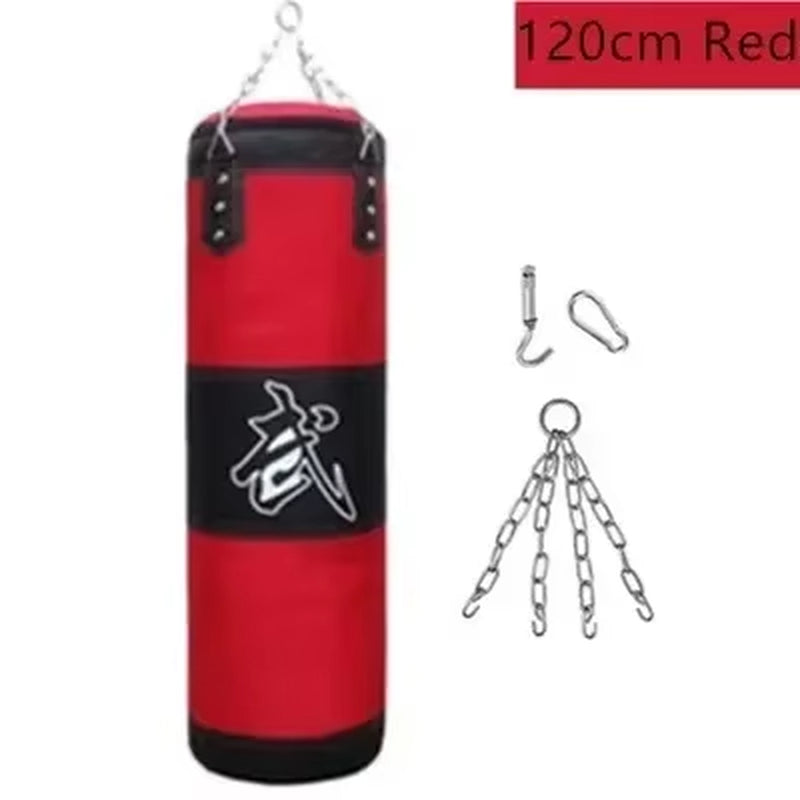 100/120Cm Unfilled Heavy Punching Bag Professional Boxing Sandbag with Hanging Accessorie for MMA Muay Thai Kickboxing Taekwondo