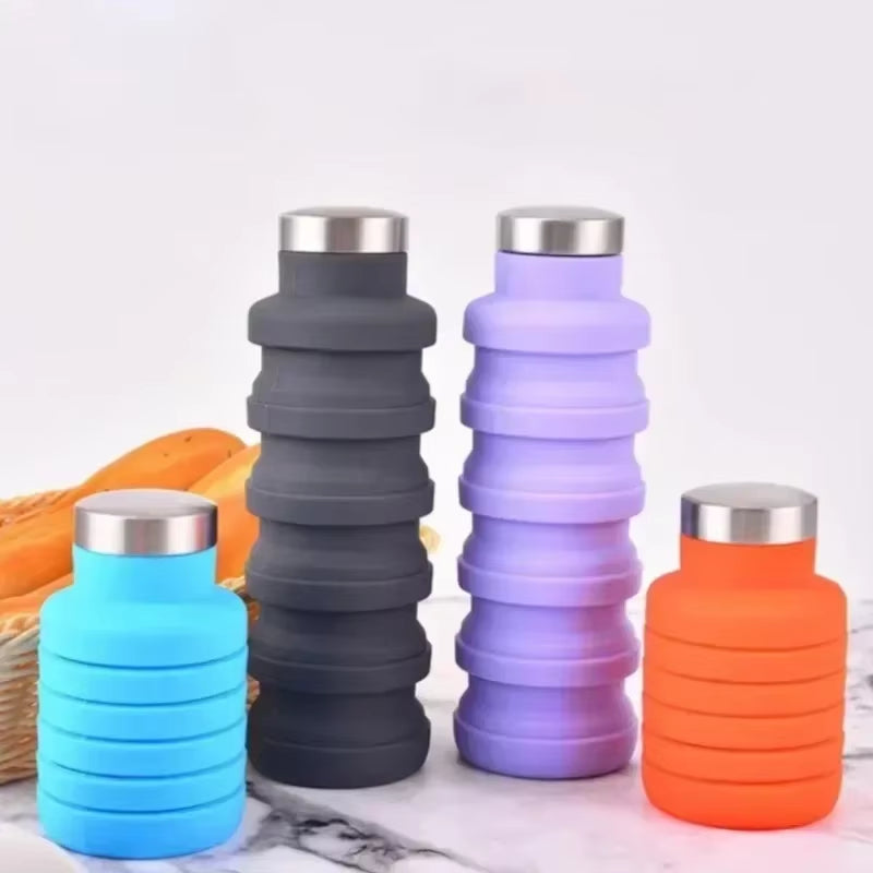 New Portable Silicone Water Bottle Retractable Folding Coffee Bottle Cups E Outdoor Travel Tools Collapsible Sport Bottles